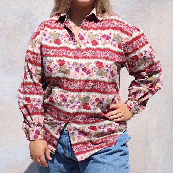 Pink Floral Button Up Shirt - Picture 2 of 9